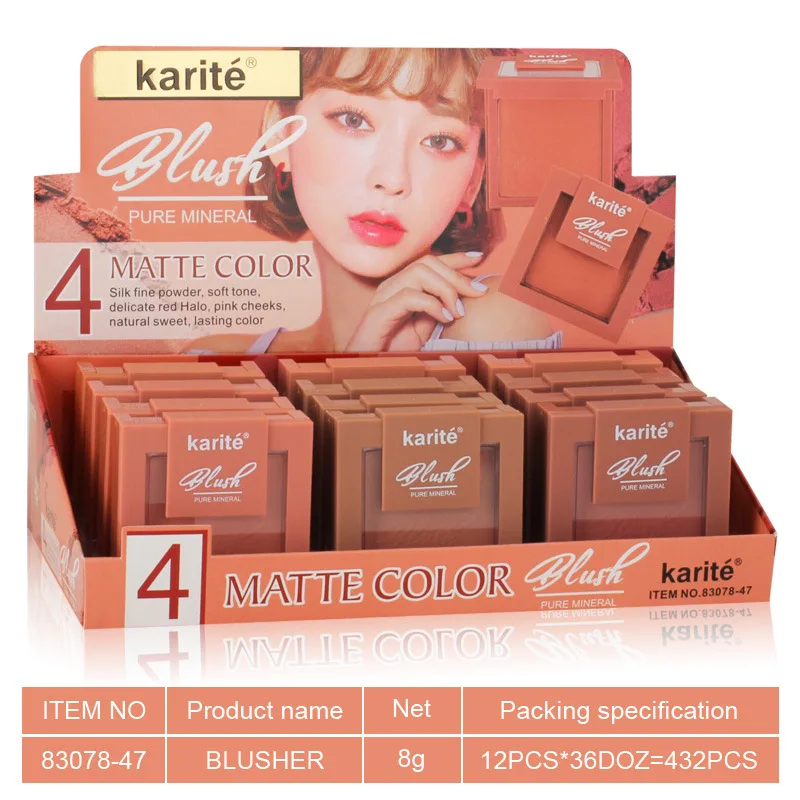 4 цвета Румяна квадратные матовые румяна осветляют кожу естественный