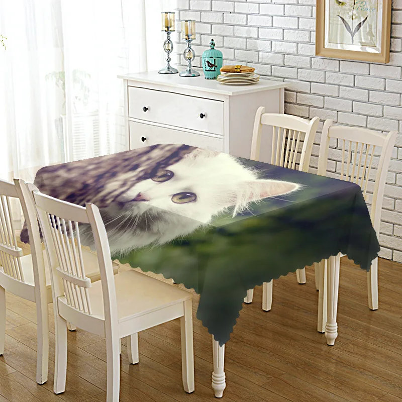 Милая скатерть для домашнего стола с изображением кота ТВ журнальный столик