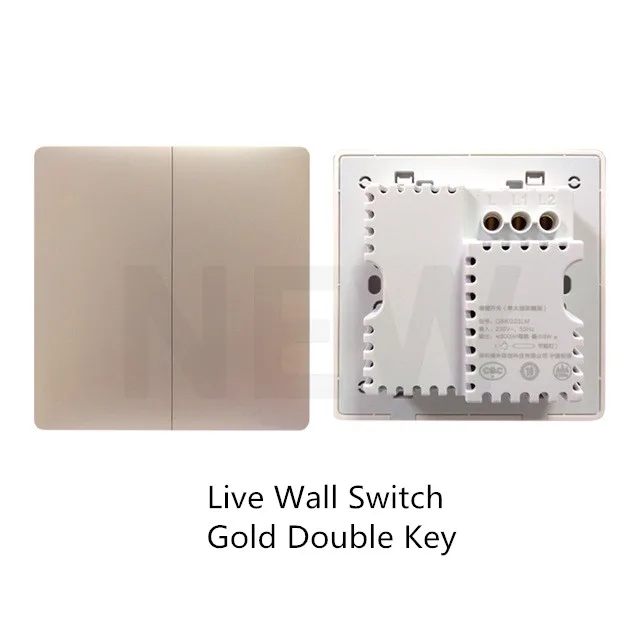 Live Gold Double В Xiao mi Aqara настенный выключатель Smart ZigBee Zero Line Fire Wire переключатель беспроводной ключ настенный переключатель работа с приложением mi Home - Цвет: Live Gold Double