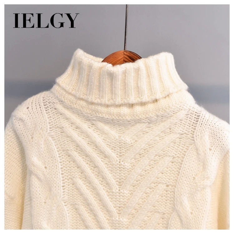 

IELGY Women's Turtleneck Sweater Autumn Winter New Loose Thick Short Student Pullover