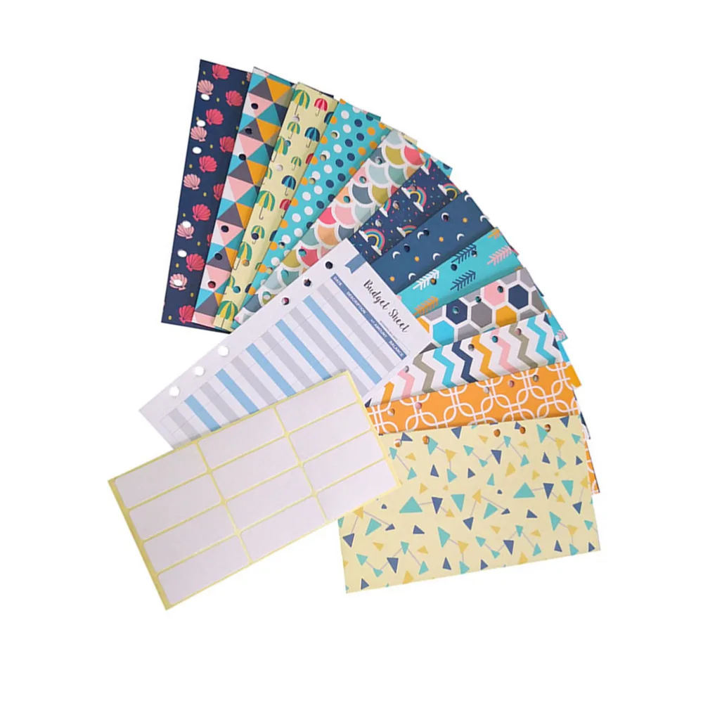 

12pcs Budget Envelopes Set Creative Printed Cash Envelopes with 12pcs Budget Sheets and 1 Sheet Label Stickers Coupon Organizer