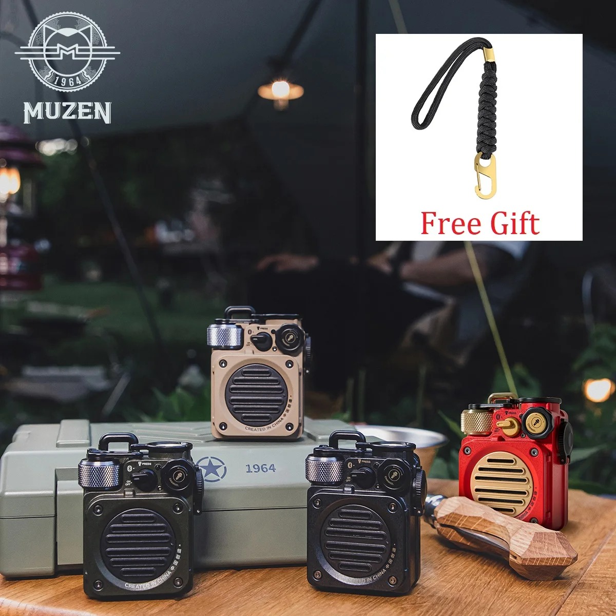 MUZEN Wild Mini Retro Bluetooth Speaker All Metal Rugged Wireless For Outdoor Creative Waterproof Audio As Birthday Gift