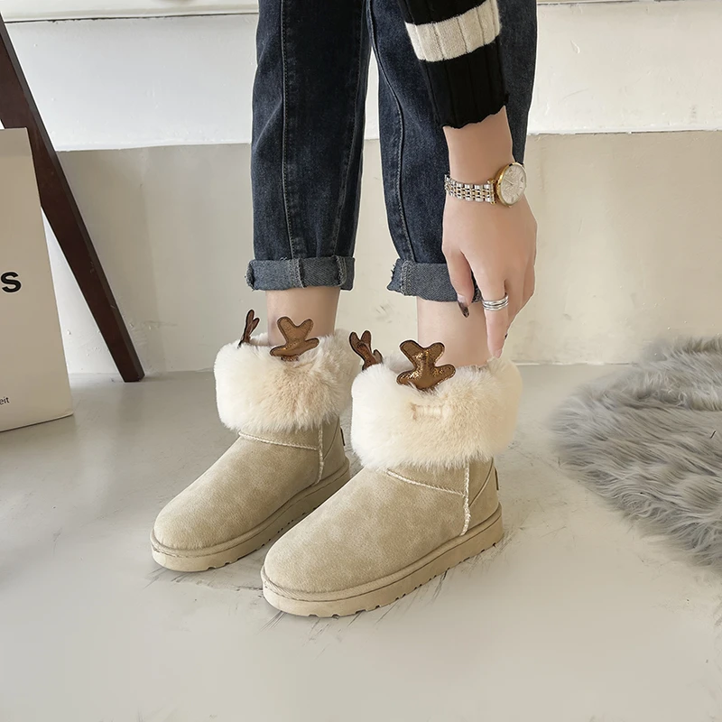 

Женские ботинки на плоской подошве, однотонные Нескользящие ботинки на толстой нескользящей подошве, зимняя обувь, 2022