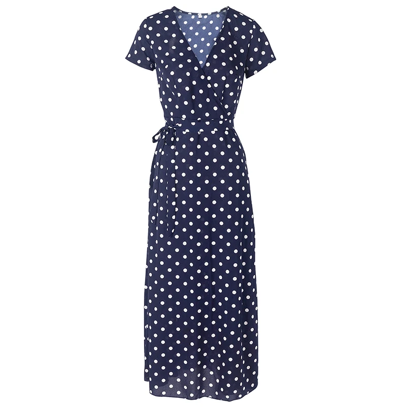 Модная Летняя женская обувь В богемном стиле Красный длинное платье в горошек