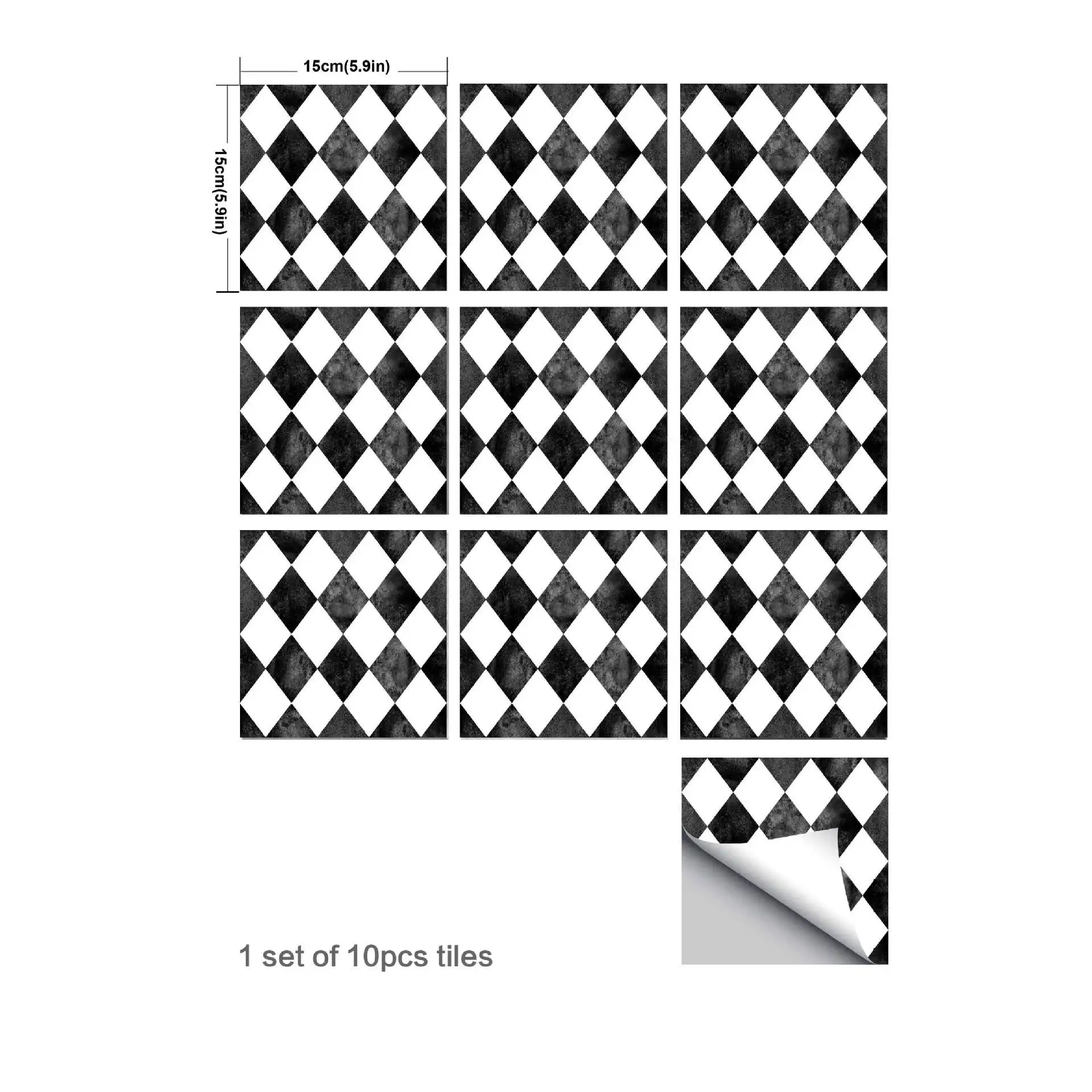 Черно-белые сетки плитки наклейки водонепроницаемый самоклеющиеся обои стикер