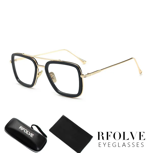 C6 Gold Frame Clear Роскошные модные Мстители, Тони Старк, стиль полета, мужские солнцезащитные очки, квадратные, фирменный дизайн, солнцезащитные очки Oculos, Ретро стиль, мужские, Железный человек 3 - Цвет линз: C6 Gold Frame Clear