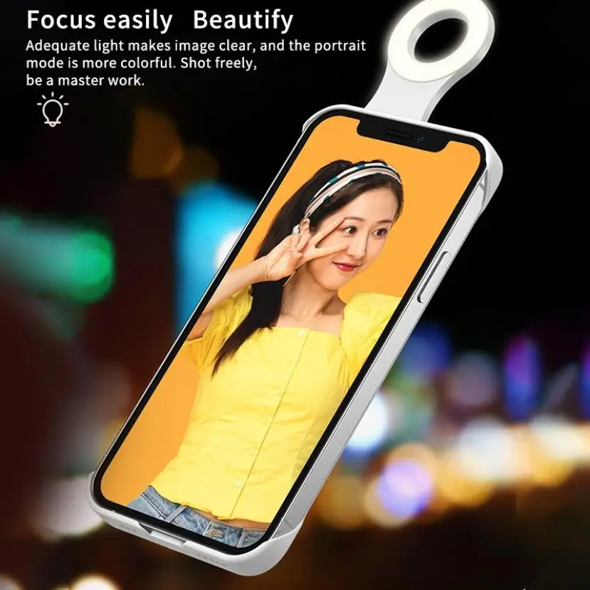 

(Drop Shipping) Ring Light Phone Case for iPhone 12 Pro Max 11 Pro Max Fill Light Selfie Beauty Ring Flash Capa