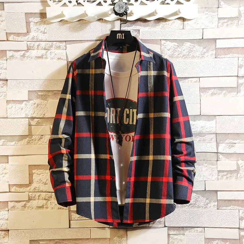 Мужская Повседневная рубашка с длинными рукавами мягкая удобная Красная И