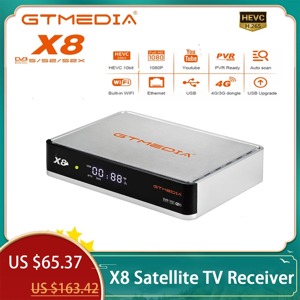 

Спутниковый ТВ-приемник GTMEDIA X8 gtmedia DVB-S/S2/S2X Встроенный 2,4G WiFi обновление от V8 NOVA V9 Super V8X T2MI ACM VCM camd