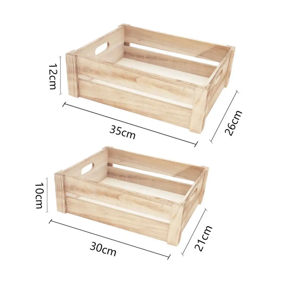 

Solid Wood Storage Box Rectangular Household Wooden Crates Fruit Kitchen Bathroom Retro Country Old Wooden Box Storage Box 2pcs