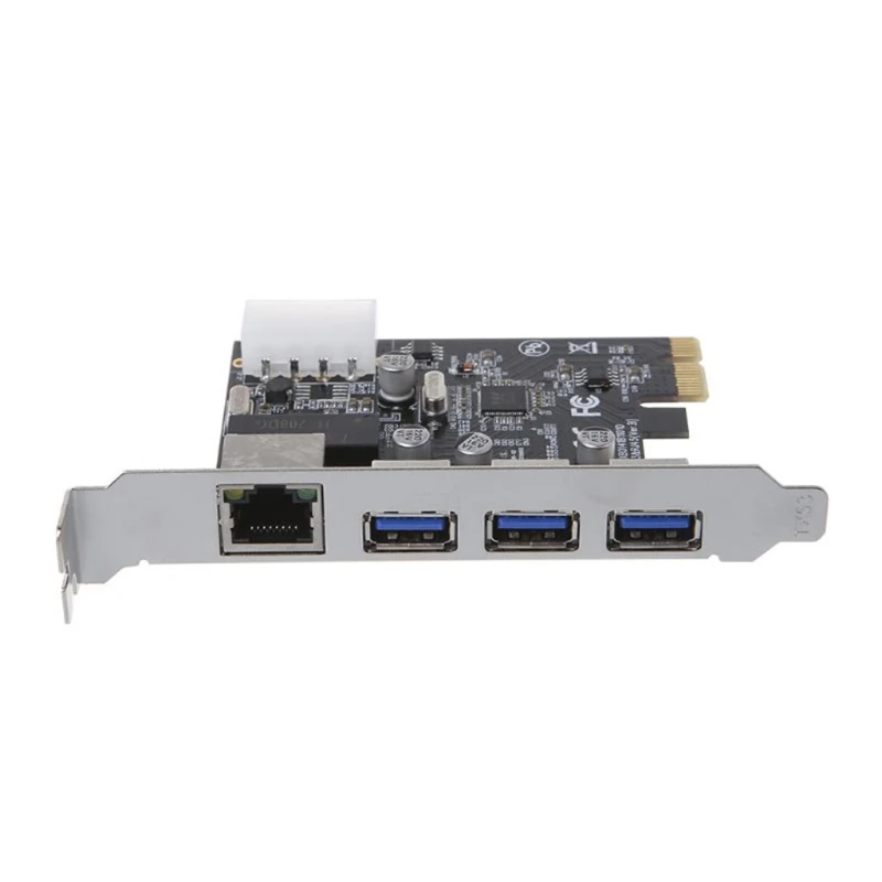 

Сетевая карта PCI-E к 3 USB 3,0 и 1 RJ45 4-портовая PCI Express, Расширительная карта