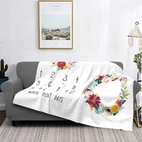 milestone infant blankets flannel autumn baby photos newborn monthly record soft throw blankets for sofa bedroom plush quilt