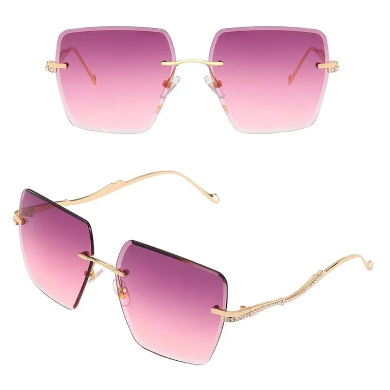 Модные женские солнцезащитные очки без оправы очаровательные индивидуальные