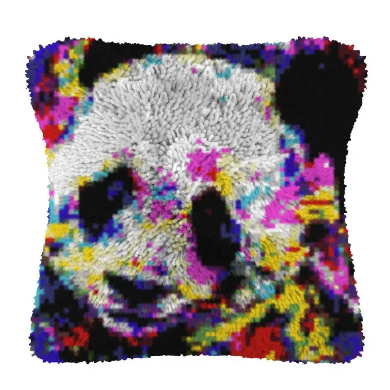 

Panda Pillow Case Canvas Acrylic Yarn Latched Hook Pillow Kits Crochet Cushion Cover Latch Hook Cushion