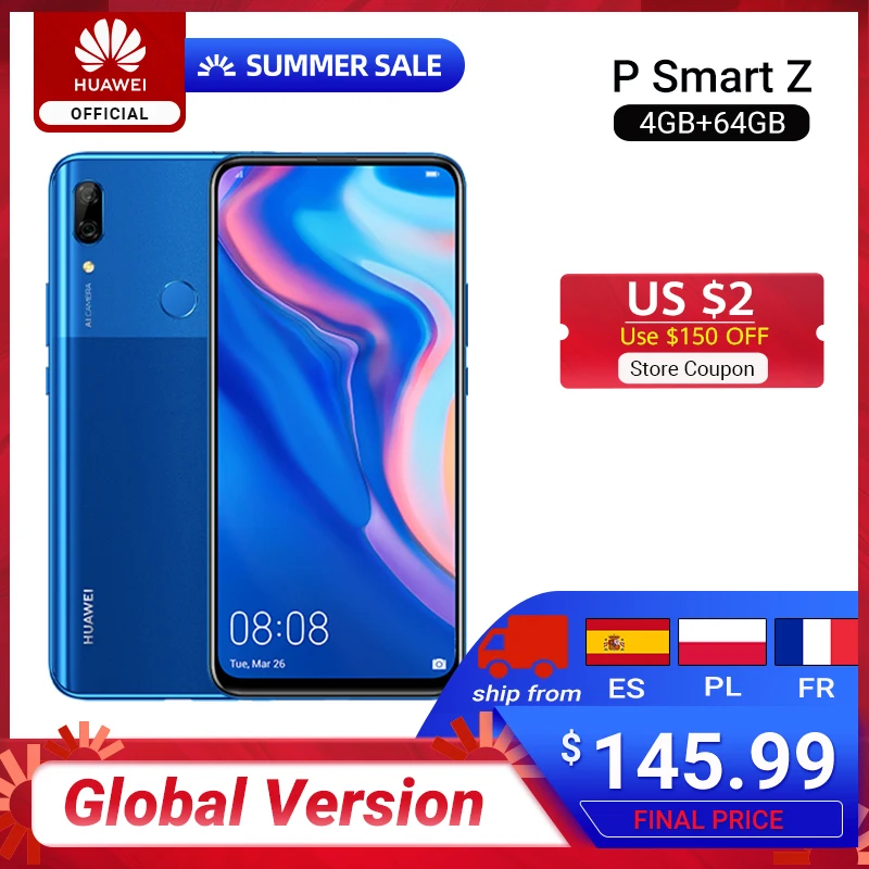 Huawei P Smart Z с глобальной версией 4 ГБ 64 восьмиядерный смартфон Kirin 710F авто