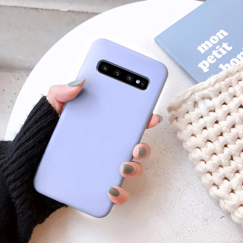 light purple Чехол для samsung galaxy s10 s9 s8 plus a50 a51 a71 note 8 9 10 s10e s11 lite s7 edge, чехол funda caps etui, тонкий мягкий чехол для телефона - Цвет: light purple