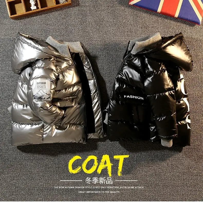 

Winter Boys Down Jackets Kids Thick Warm Outerwear Children's Casual Clothes Boys Fashion Waterpoof Hooded Coat For 2-10 Years