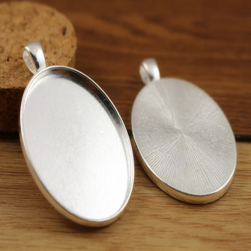 

New Fashion 5pcs 30x40mm Inner Size Silver Plated Simple Style Cabochon Base Setting Charms Pendant
