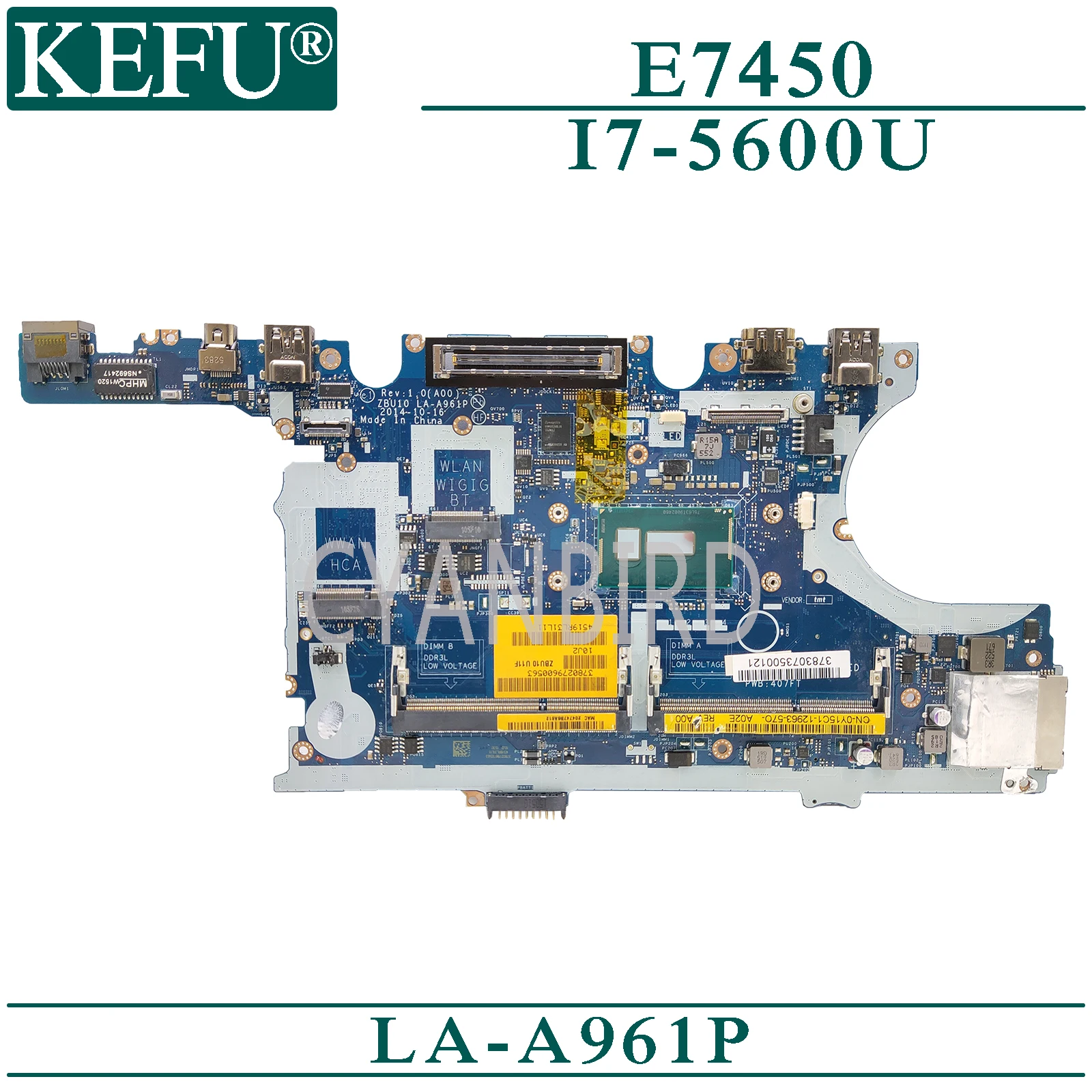 

KEFU LA-A961P оригинальная материнская плата для ноутбука Dell Latitude E7450 с I7-5600U материнская плата для ноутбука