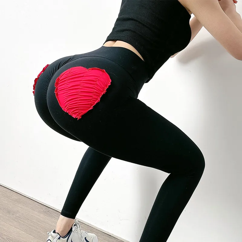 Love nude yoga pants running fitness hip-lifting women's yoga leggings high waist stretch sports fitness leggings sweatpants