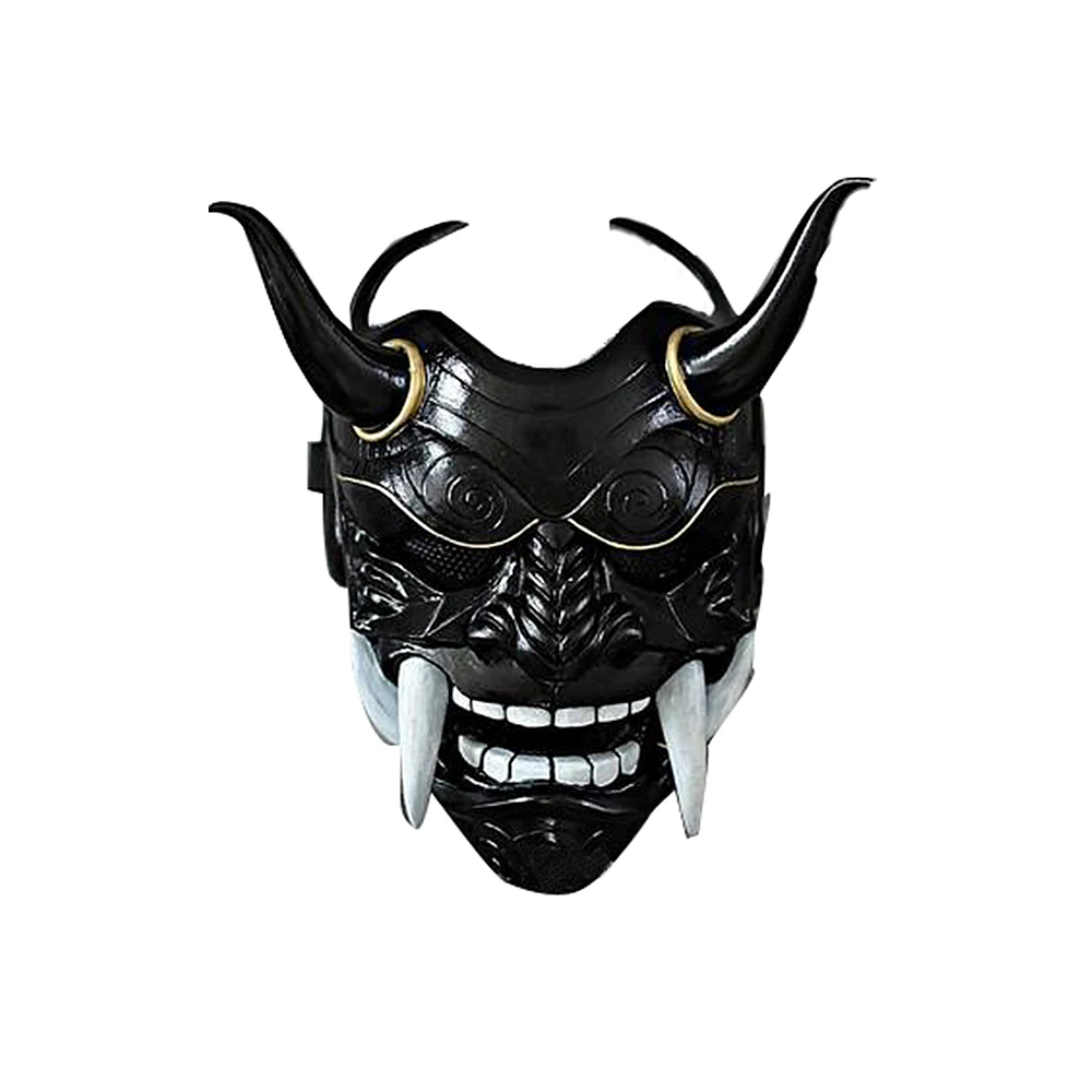 Улыбающаяся маска Poljna Devil Ghost Half Face для Хэллоуина, косплея, костюмов, реквизита, средневековых японских демонических рыцарей.