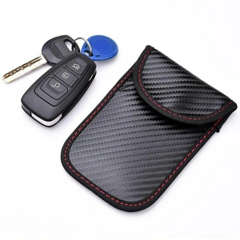 

2pcs Car Key Case Blocking Bag Double Pocket Keyless Pouch Signal Blocker