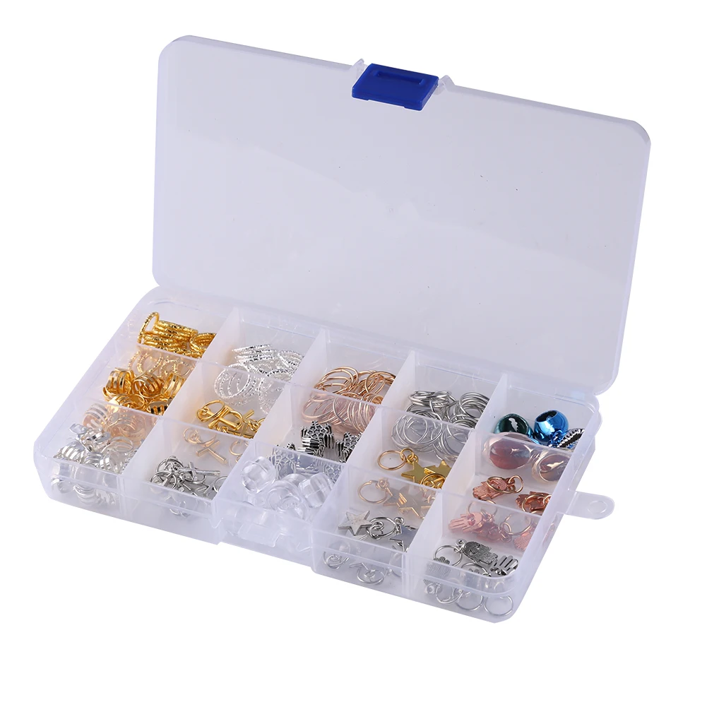 

190Pcs Jewelry Mixed Hair Braid Creative Dreadlock Beads Cuffs Rings Tube Accessories Opening Styling Tool Sets