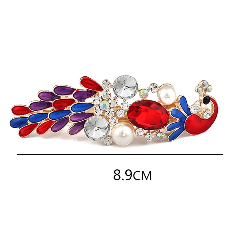 

Colorful Fashion Crystal Peacock Hairpin Women Girl Barrette Shiny Rhinestones Hair Clip Bridal Hair Jewelry Accessories