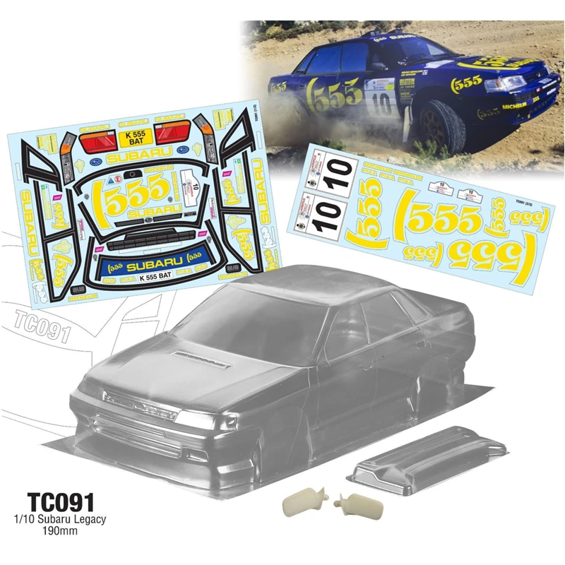 Rc Car Shell SUBARU Legacy Clear Body 190mm + Tail Wing + Stickers For 1:10 Scale Off Road Rally Cars Model