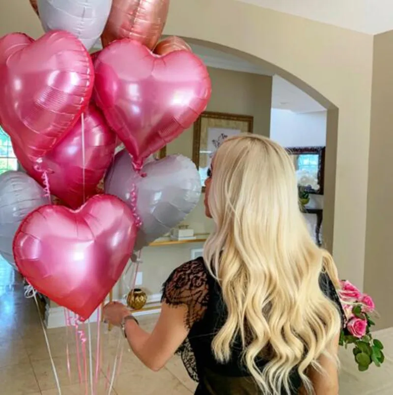 В форме сердца звезды Фольга воздушный шар с гелием из розового золота Макарон