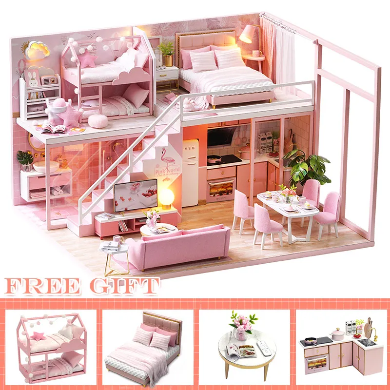 L027A CUTEBEE DIY Кукольный дом деревянные кукольные домики миниатюрный кукольный домик мебель комплект с музыкой светодиодные игрушки для детей подарок на день рождения L026 - Цвет: L027A
