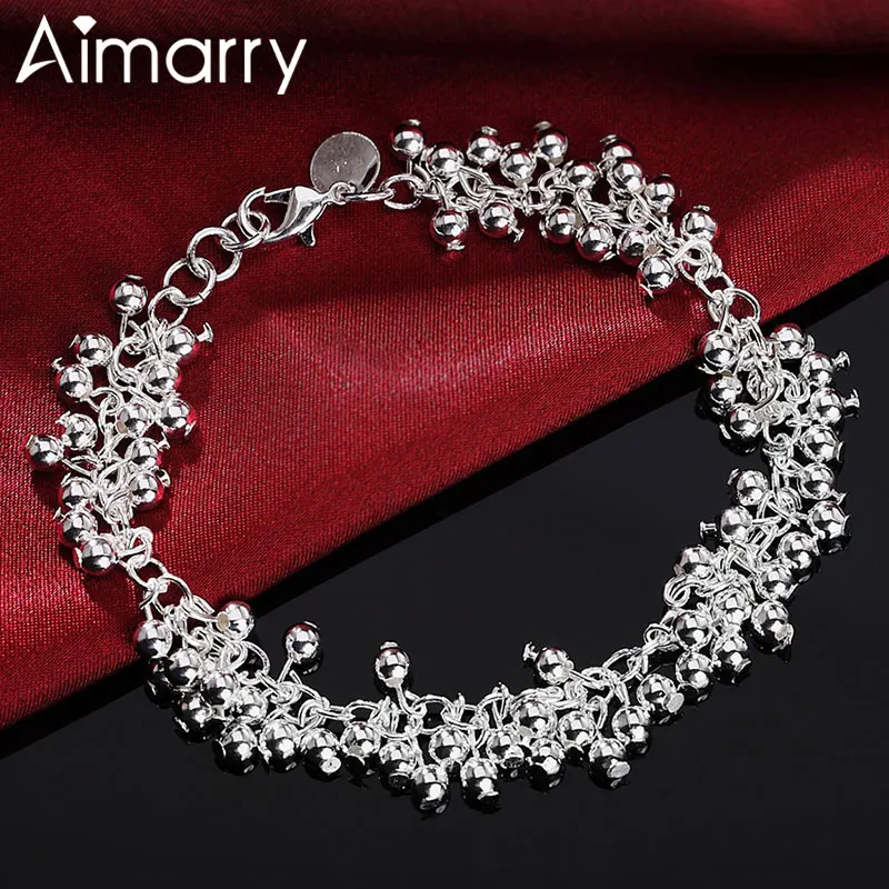 

Aimarry 925 Sterling Silver Smooth Grape Beads Bracelet For Women Charm Party Christmas Gifts Wedding Fashion Jewelry