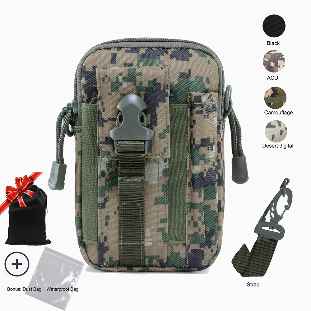 Мужская тактическая Сумка Molle, поясная сумка, маленький карман, военная сумка для бега, походные сумки, кошелек для мобильного телефона, инструмент для путешествий - Цвет: Camouflage