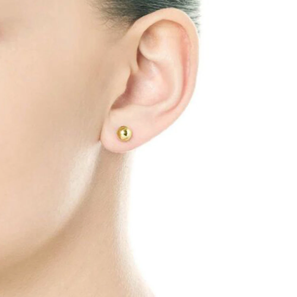 Медные круглые шариковые серьги гвоздики унисекс базовые розового золота