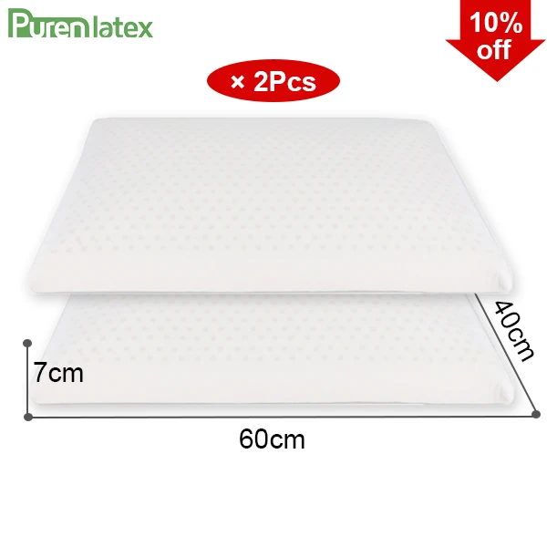 White 2Pcs Фиолетовый Латекс 60*40*7 Таиланд натуральный ортопедический латекс подушка шеи позвоночника защиты шейных позвонков забота о здоровье Массажная подушка - Цвет: White 2Pcs
