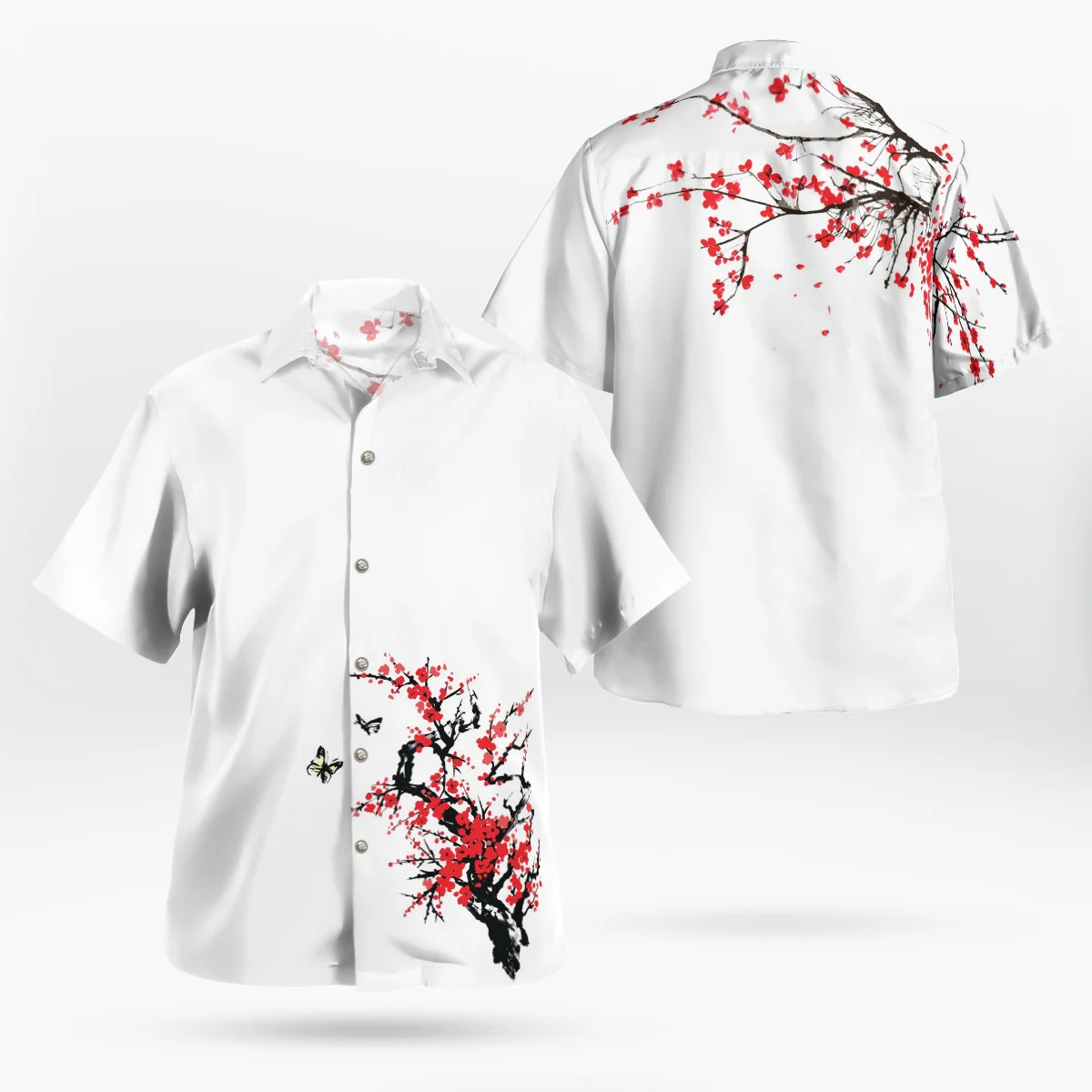 

Peach Blossom 3D Beach Hawaiian 2021 Summer White Shirt Short Sleeve Shirt Streetwear Oversized 5XL Camisa Social Chemise Homme