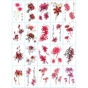 20 шт. женские водостойкие поддельные татуировки наклейки Временные татуировки на тело Higanbana цветок девушка временные татуировки