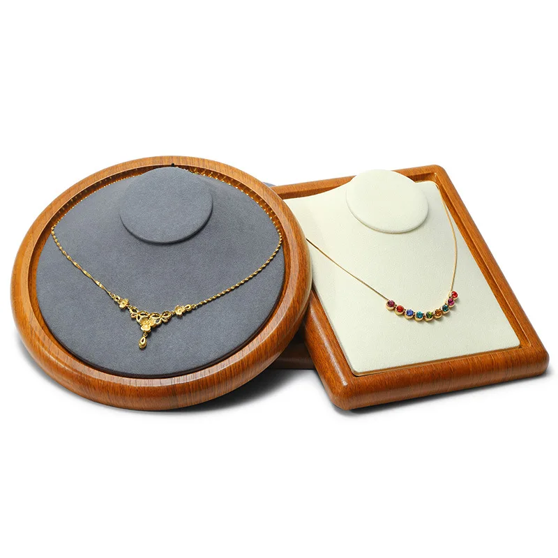 Wooden Microfiber Jewelry Display Stand Bracelet Ring Necklace Storage Tray Jewelry Display Props Customization