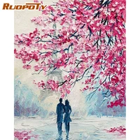 ruopoty frame paris lovers diy painting by numbers acrylic paint on canvas coloring by numbers for home wall art decors