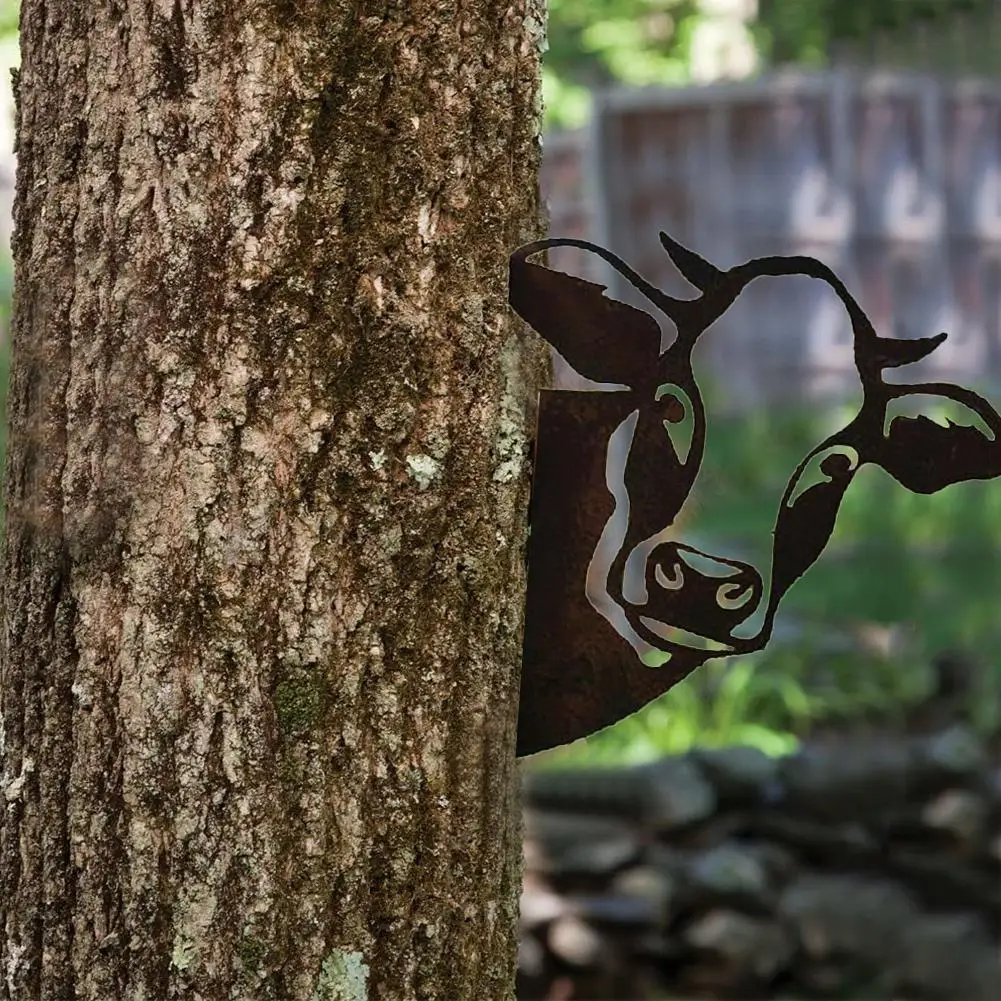 

2021 Decorated Farm Peeping Cattle Cross-border North America Farms Peeping Cattle Metal Art Outdoor Garden Pendant Decoration