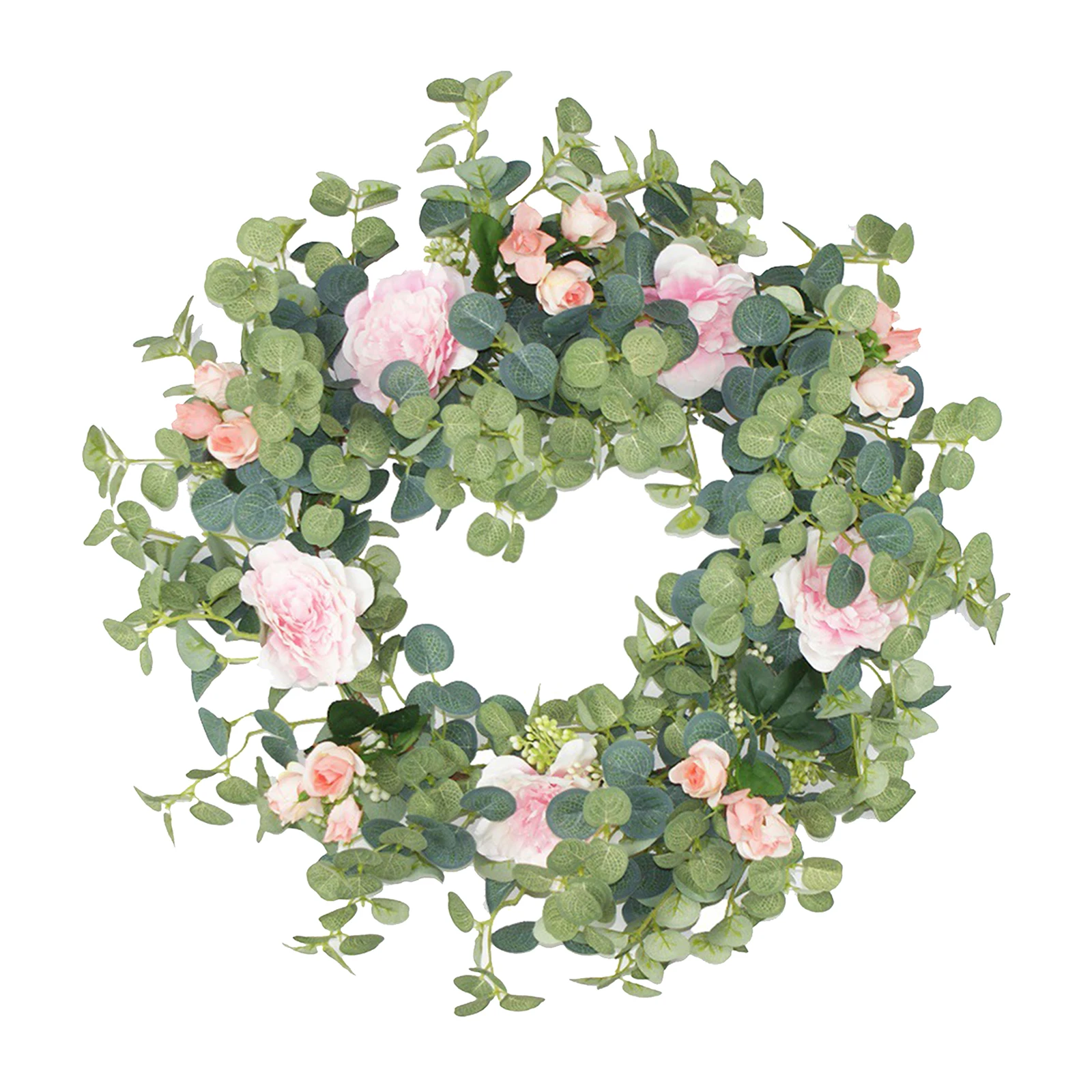 

Eucalyptus Wreath - 16.5 Inches Artificial Festival Celebration Party Wreath with Green Leaf for Restaurant Door Decoration