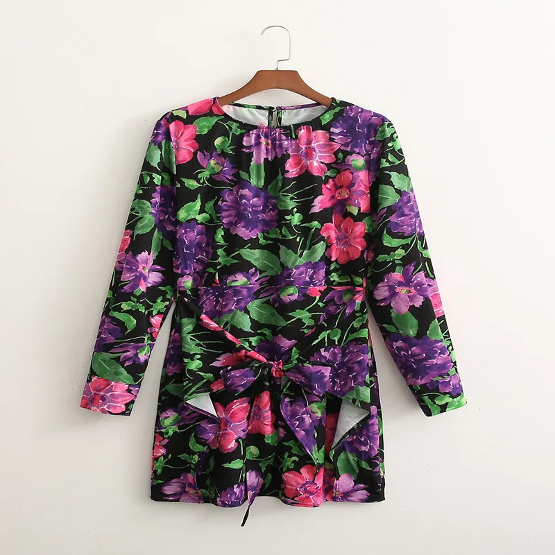 

ZA Autumn 2021 New Women's Dress European style round collar long sleeves Printed MIDI Dress 08909601630