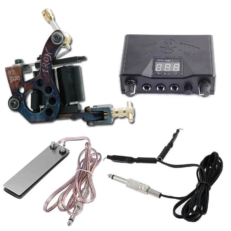 Наборы для татуировок новинка 10 катушек тату машинки пистолет игл блок питания