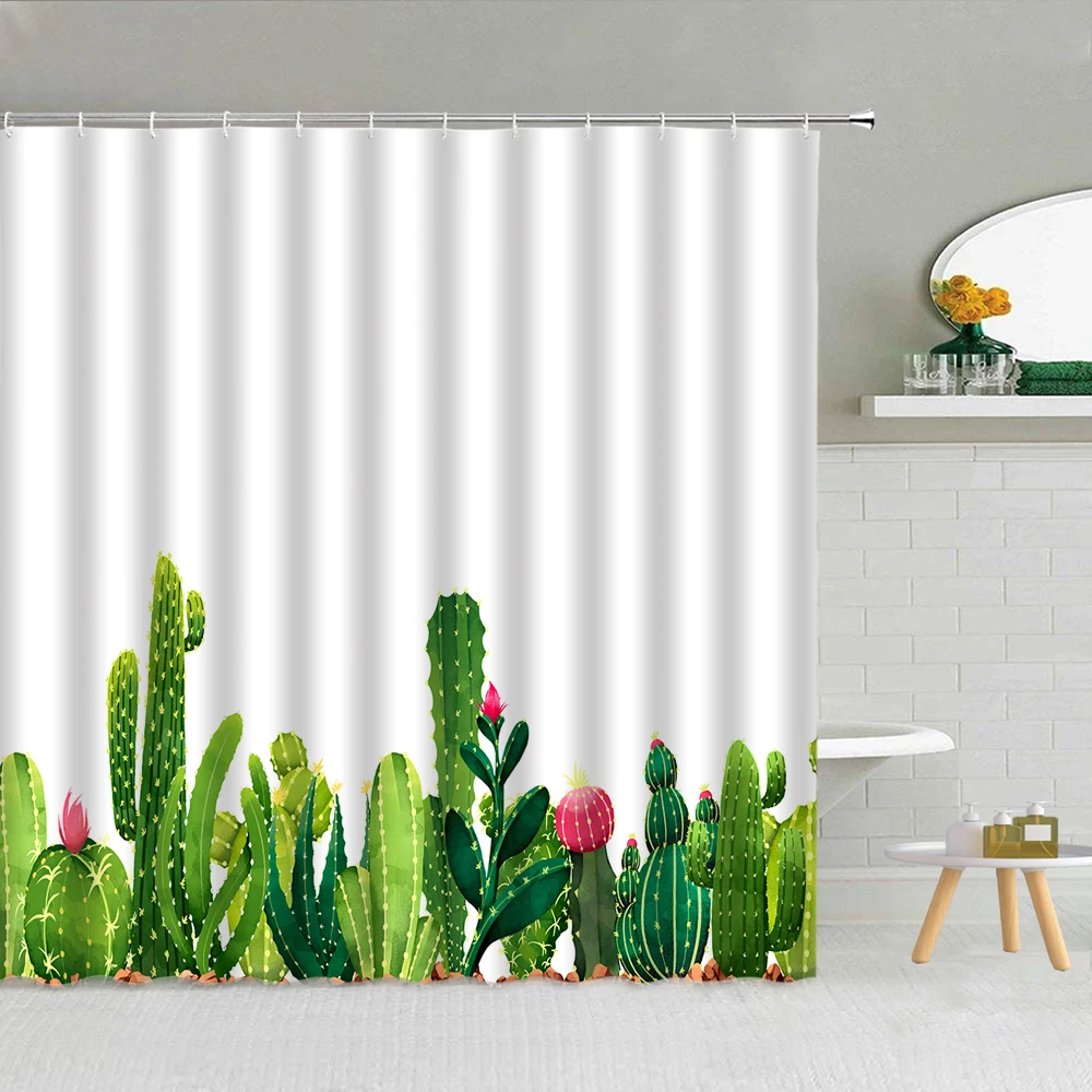 Вода Цвет Цветок кактуса душ Шторы s тропический пустынный завод занавеска с