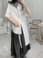 ladies short sleeve shirt summer style yamamoto japanese personality asymmetric design casual loose short sleeve shirt