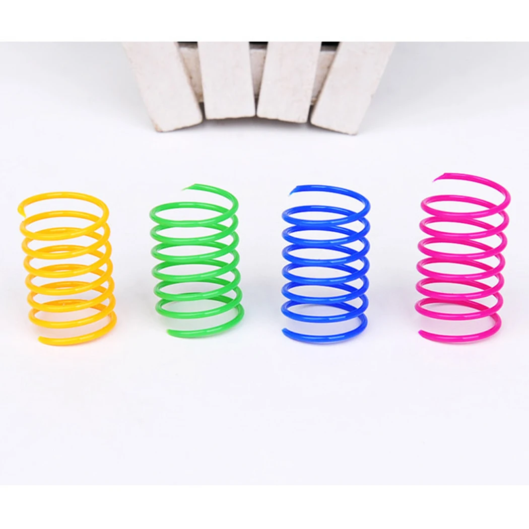 

8PCS Hot Selling Cat Spring Toy Fashion Creative Plastic Flexible Cat Coil Toy Cat Interactive Toy Cat Supplies Multicolor