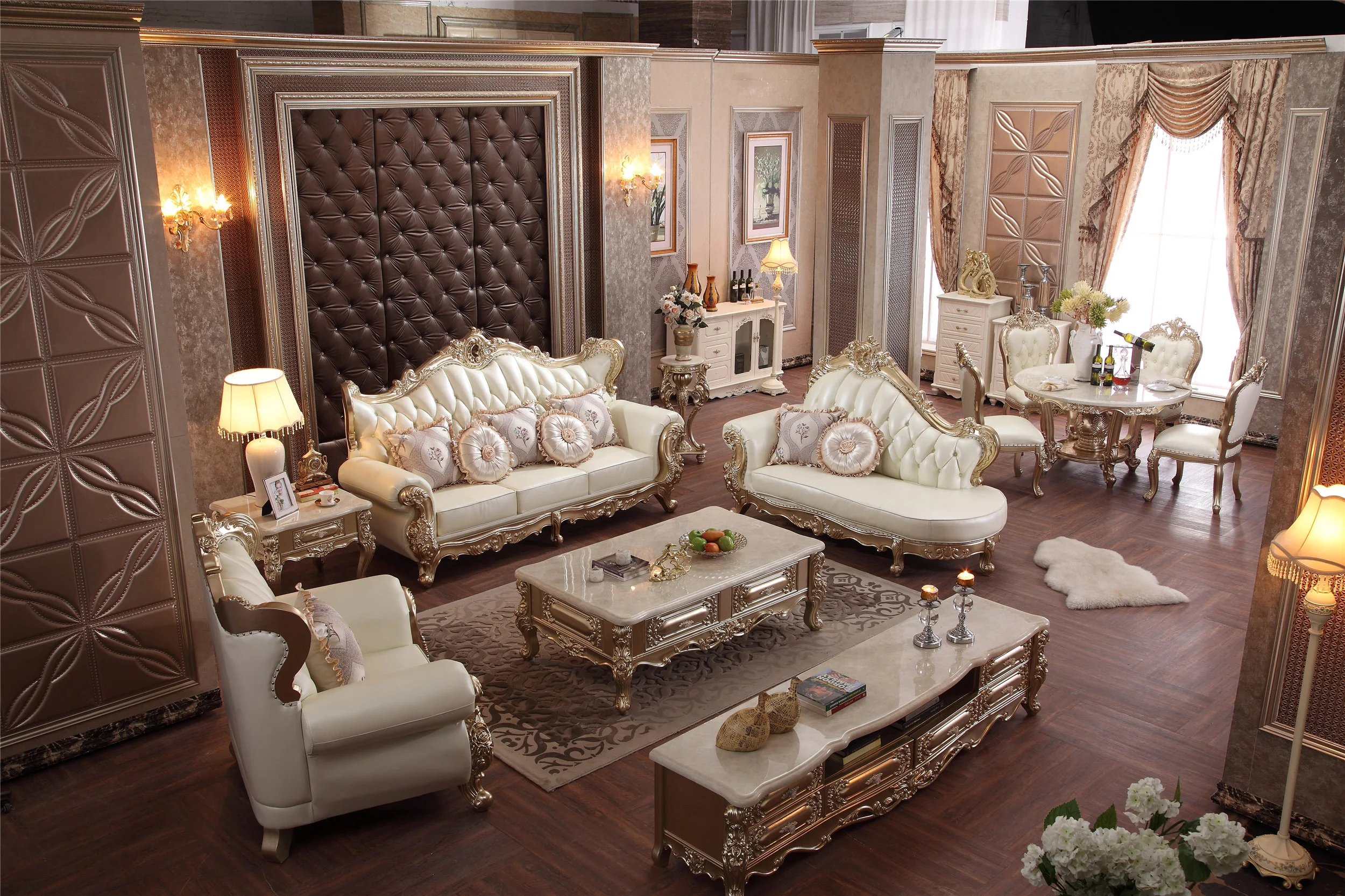 Набор мебели для гостиной в стиле барокко набор диванов из цельного дерева и кожи