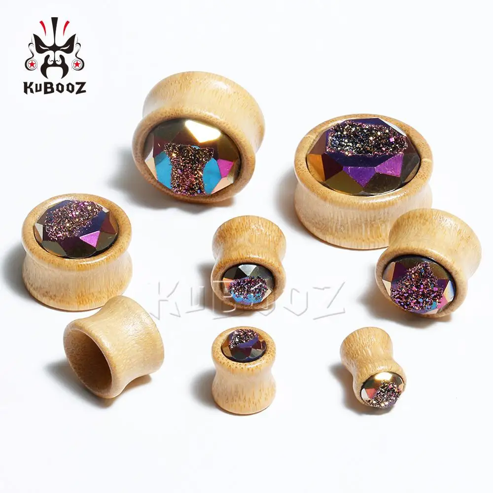 Kubooz новые Бамбуковые серьги для пирсинга, украшения для тела, модный подарок для Унисекс 8-25 мм