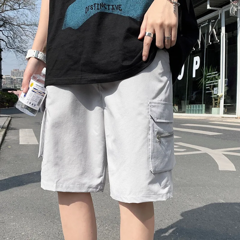 Шорты-карго мужские на молнии повседневные брюки уличная одежда в стиле