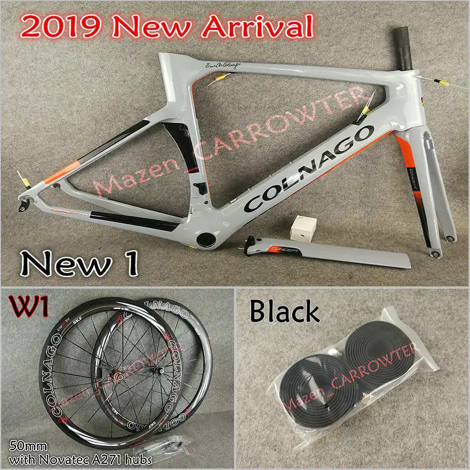 Package 1 UD глянцевый NJGO серый оранжевый Colnago концепция карбоновые шоссейные рамы+ руль+ седло+ бутылки клетки 50 мм карбоновые колеса Novatec A271 ступицы - Цвет: Package 1
